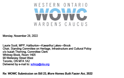 WOWC Submission: Bill 23 More Homes Built Faster